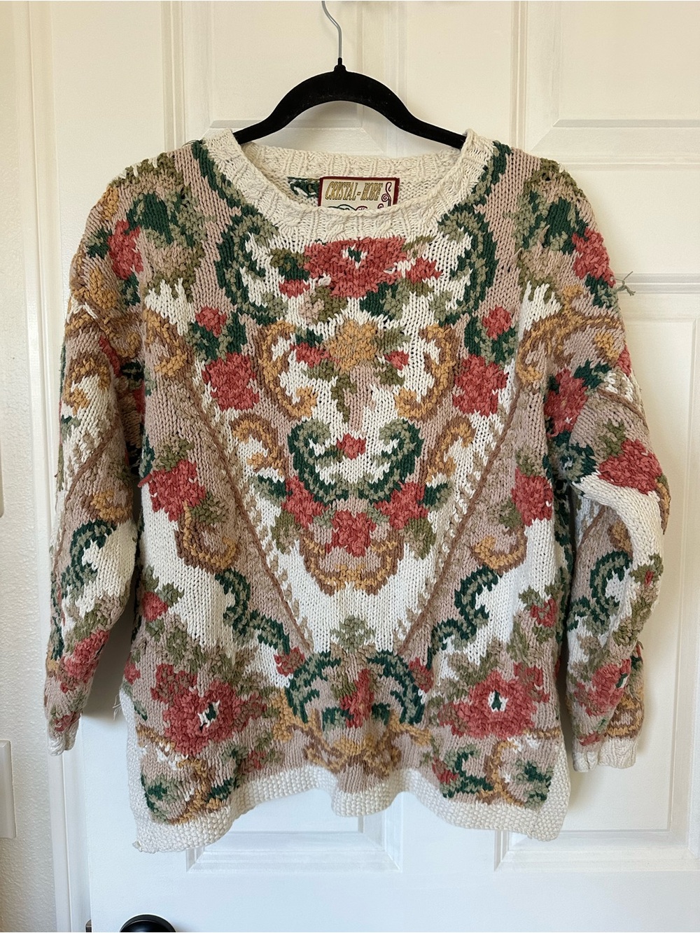 Floral Pattern Crystal Kobe Crewneck Sweater - Multicolor